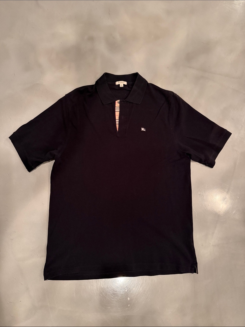 Burberry Black Polo with Iconic Check Placket